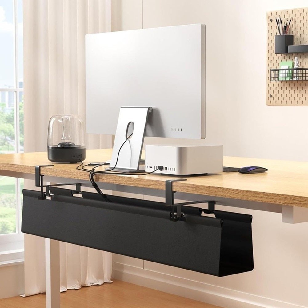 Under Desk Cable Organizer with Reinforced Construction 30x16x6cm Black