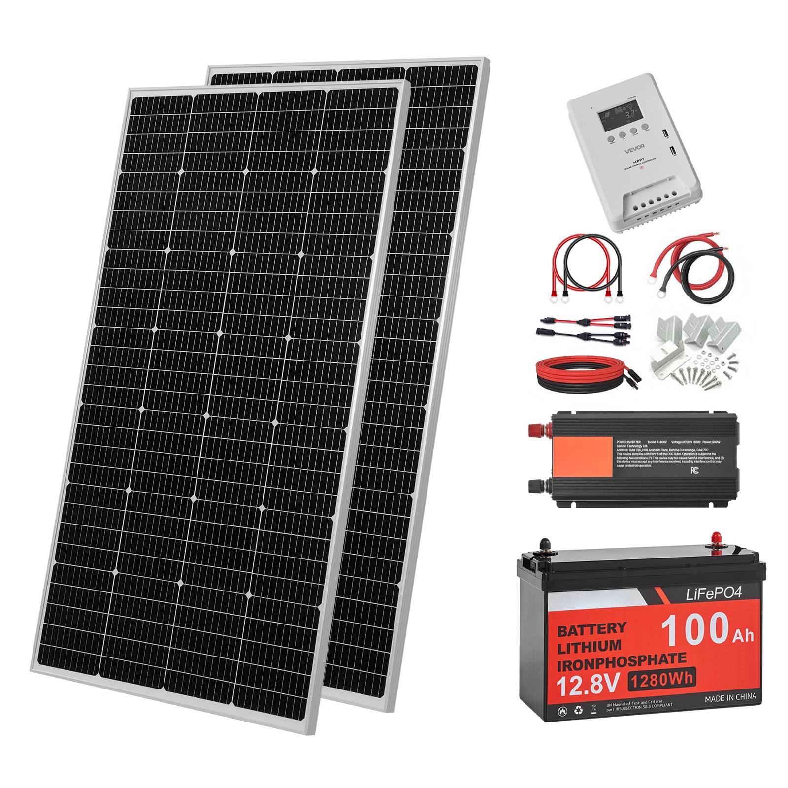 Uimoso 400W 12V Solar Power Kit with Panels, Battery, Controller, and Inverter