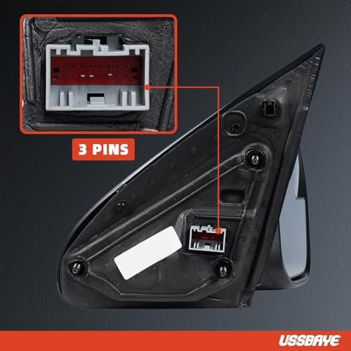 Side Mirror Assembly Compatible with 2022 R – 3 Pins & Textured Black &Primed