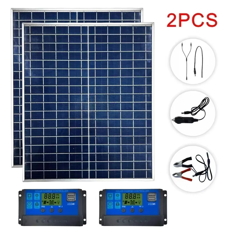 500W 1000W 12V Photovoltaic Solar Panel Power Bank Kit 100A Controller Solar Pla