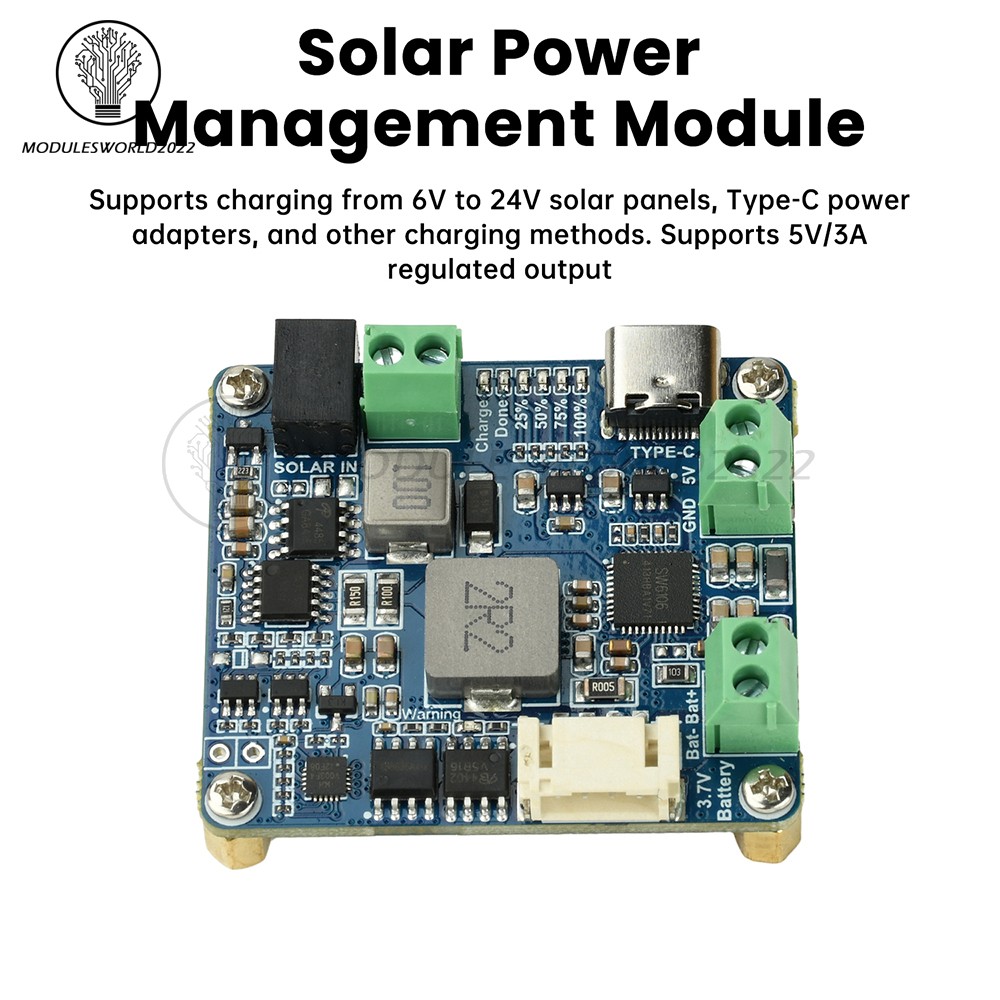 6-24V Solar Panel Power Management Module 5V 3A Supports MPPT, PD QC FCP SFCP