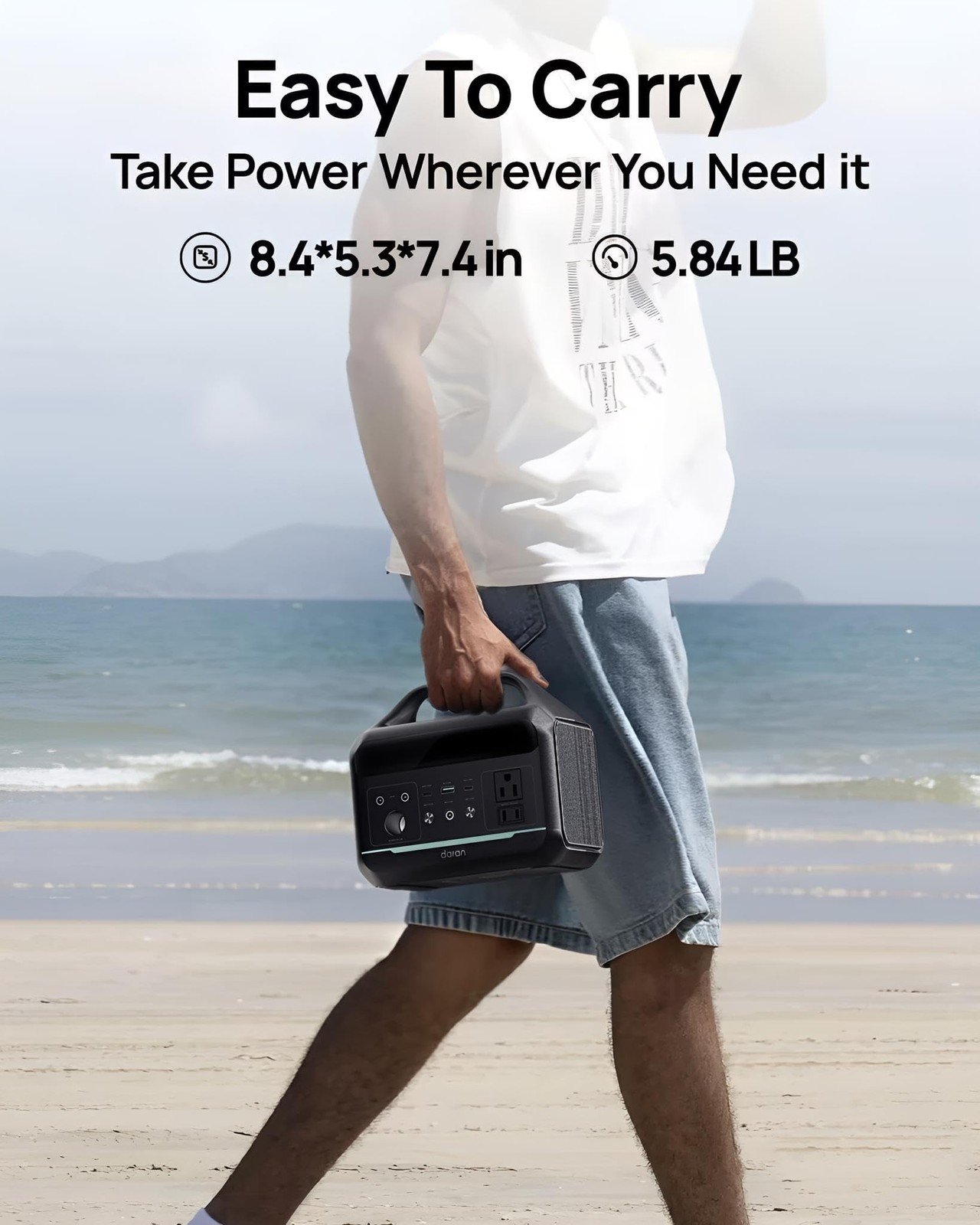 Portable Power Station 300W (600W Peak), 192Wh LiFePO4 Battery Solar Generato…