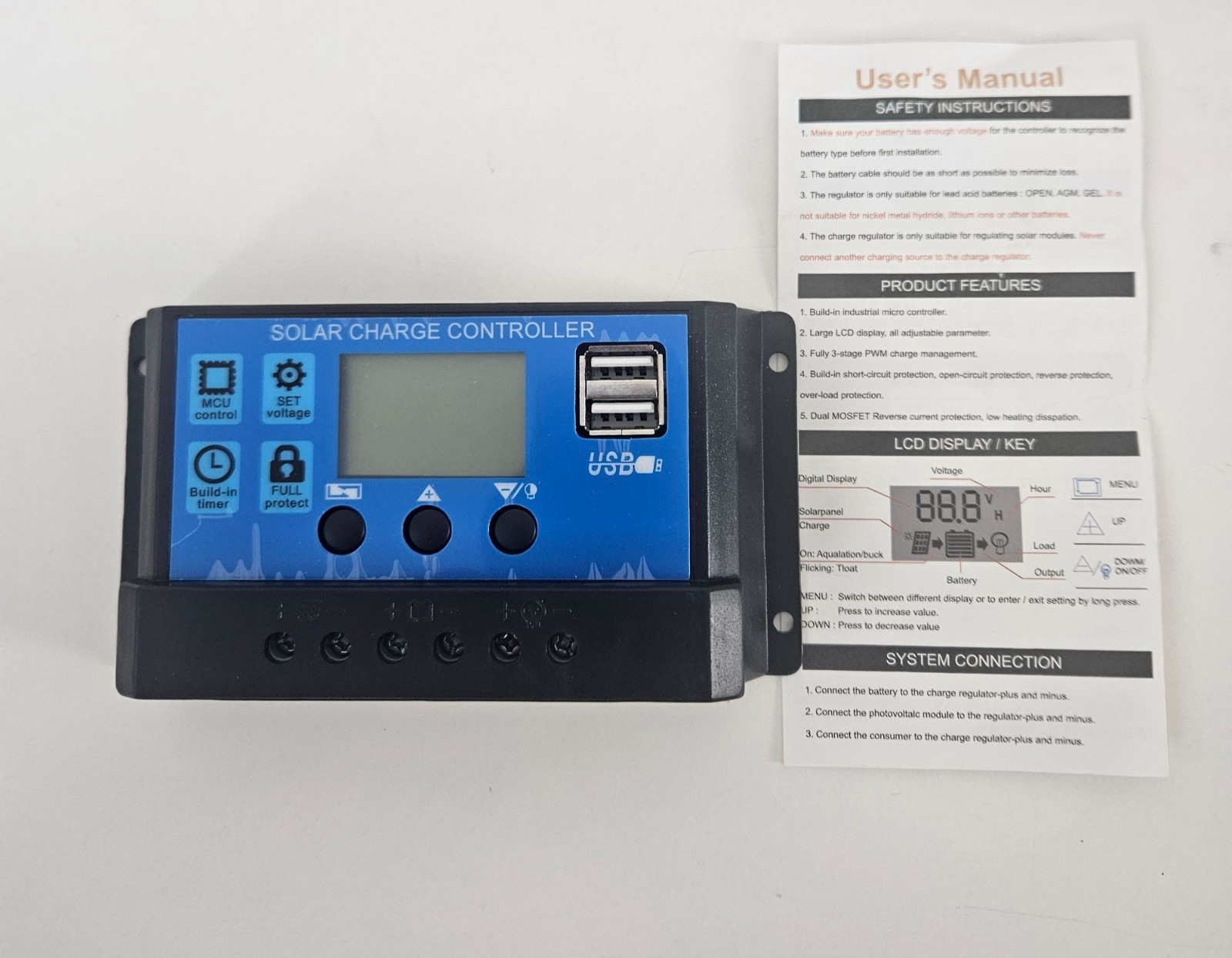 Solar Inverter Kit 18W Solar Panel 6000W Car Power Inverter LCD 30A Solar Charge