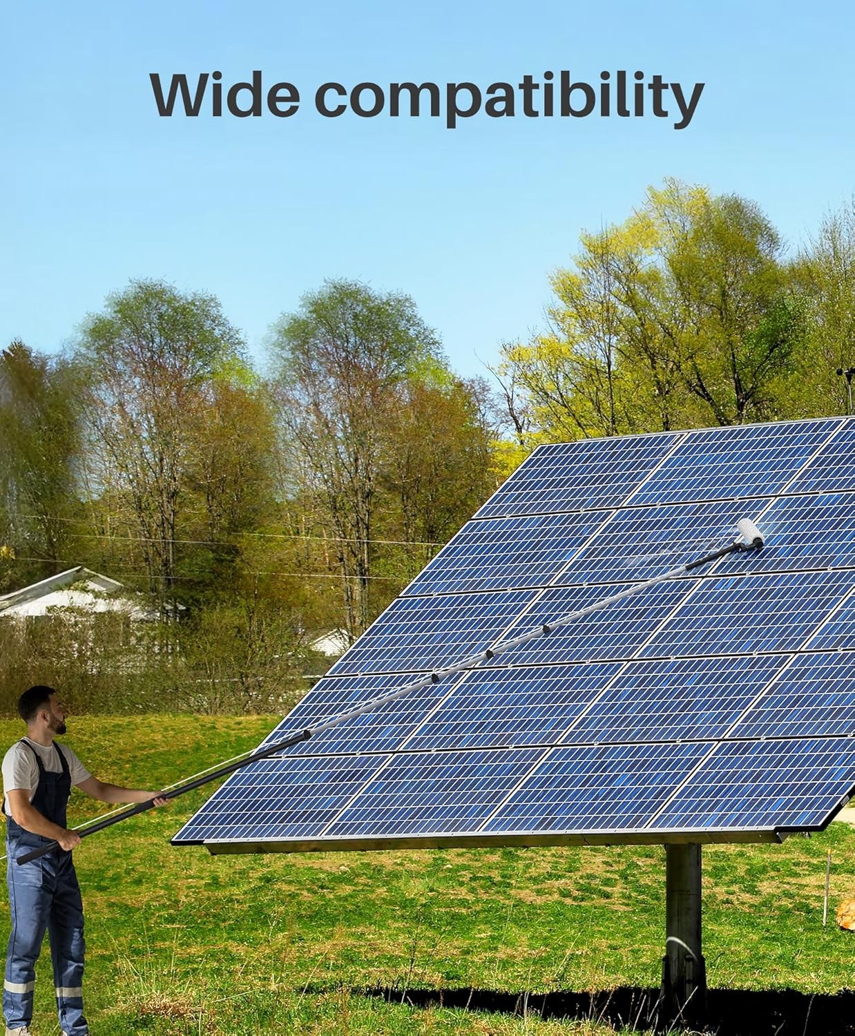 20ft Electric Solar Panel Cleaning Brush Kit Water Fed Pole 2 Speed Soap Dispens