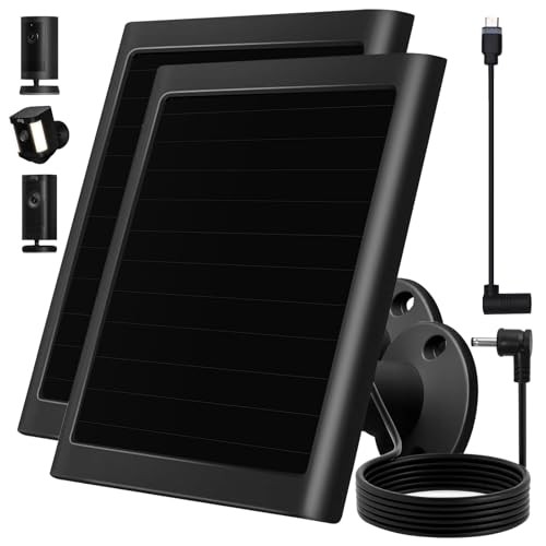 6W Solar Panel Charger for Ring Camera, Compatible with Ri ng Stick Black 2Pack