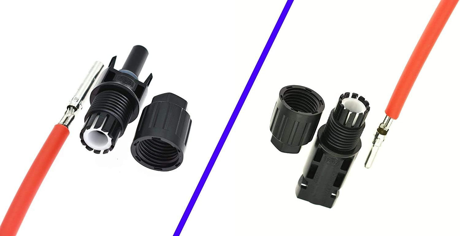 10AWG Solar Extension Cable 1FT, IP67 Waterproof PV Connectors with Tinned Coppe