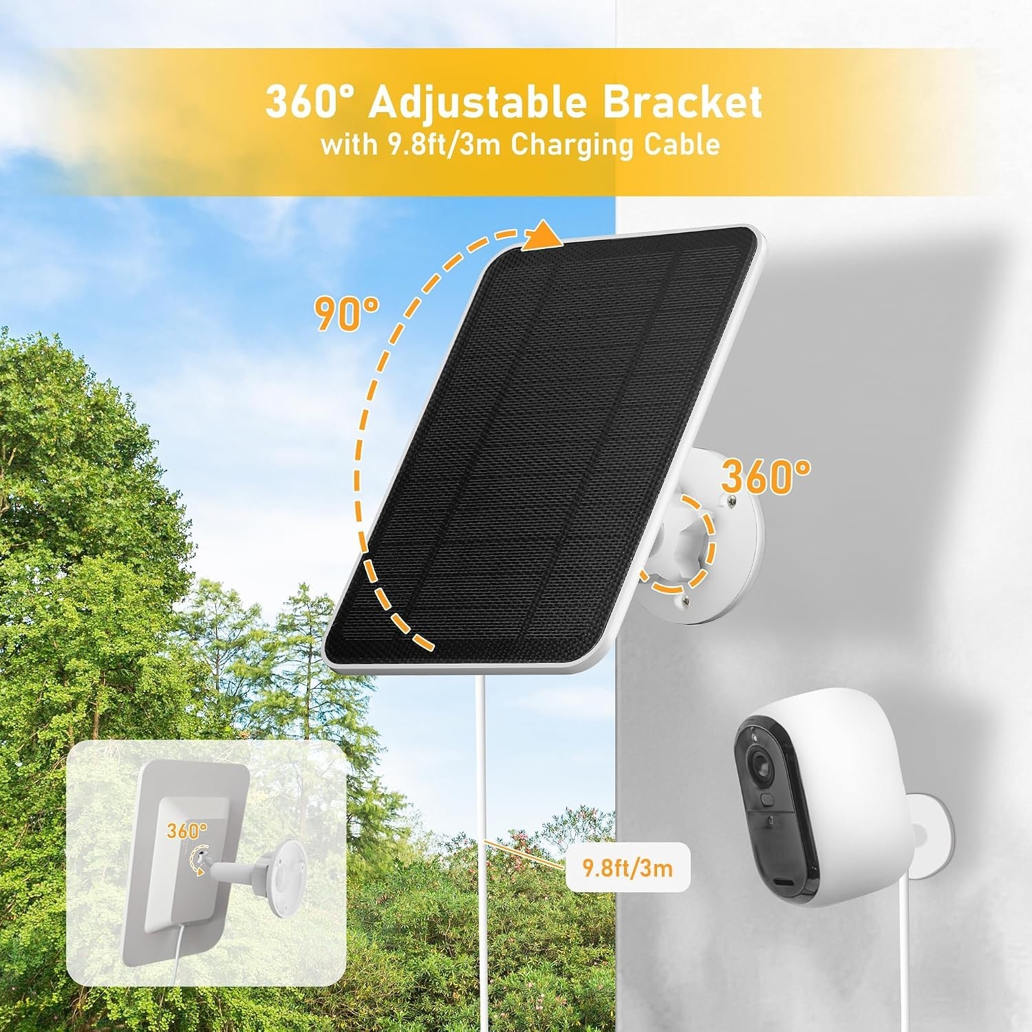 Solar Panel Charger for Arlo Essential Series,Go 2,Pro 6XL/6/5S/3,T66-12