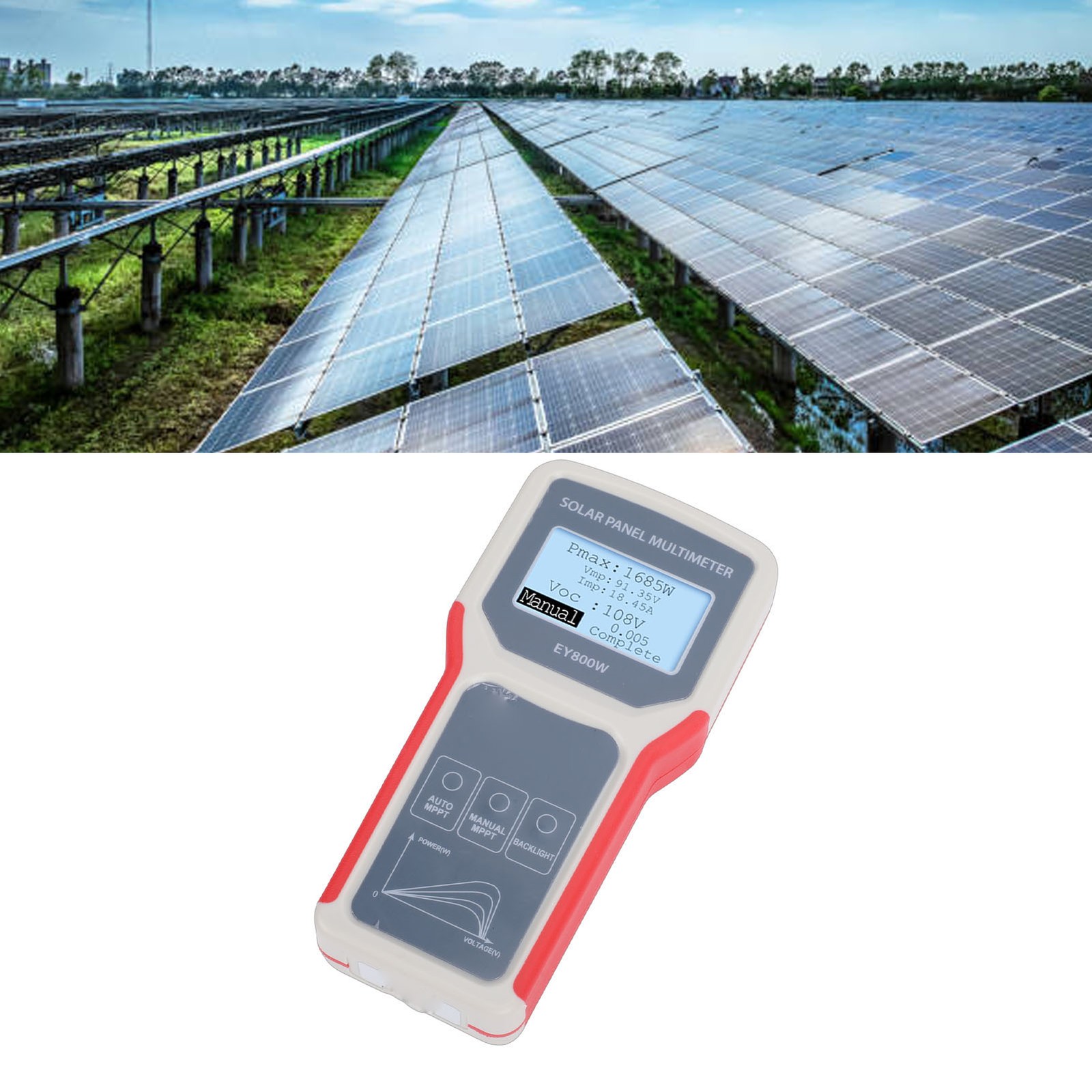 1-Solar Panel Tester LCD Display For Solar System Use 800W 12V-60V Multimeter