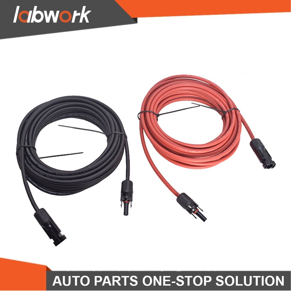 Labwork 1 Pair 25FT 10AWG Red+Black Solar Panel Extension Cable Wire Connector