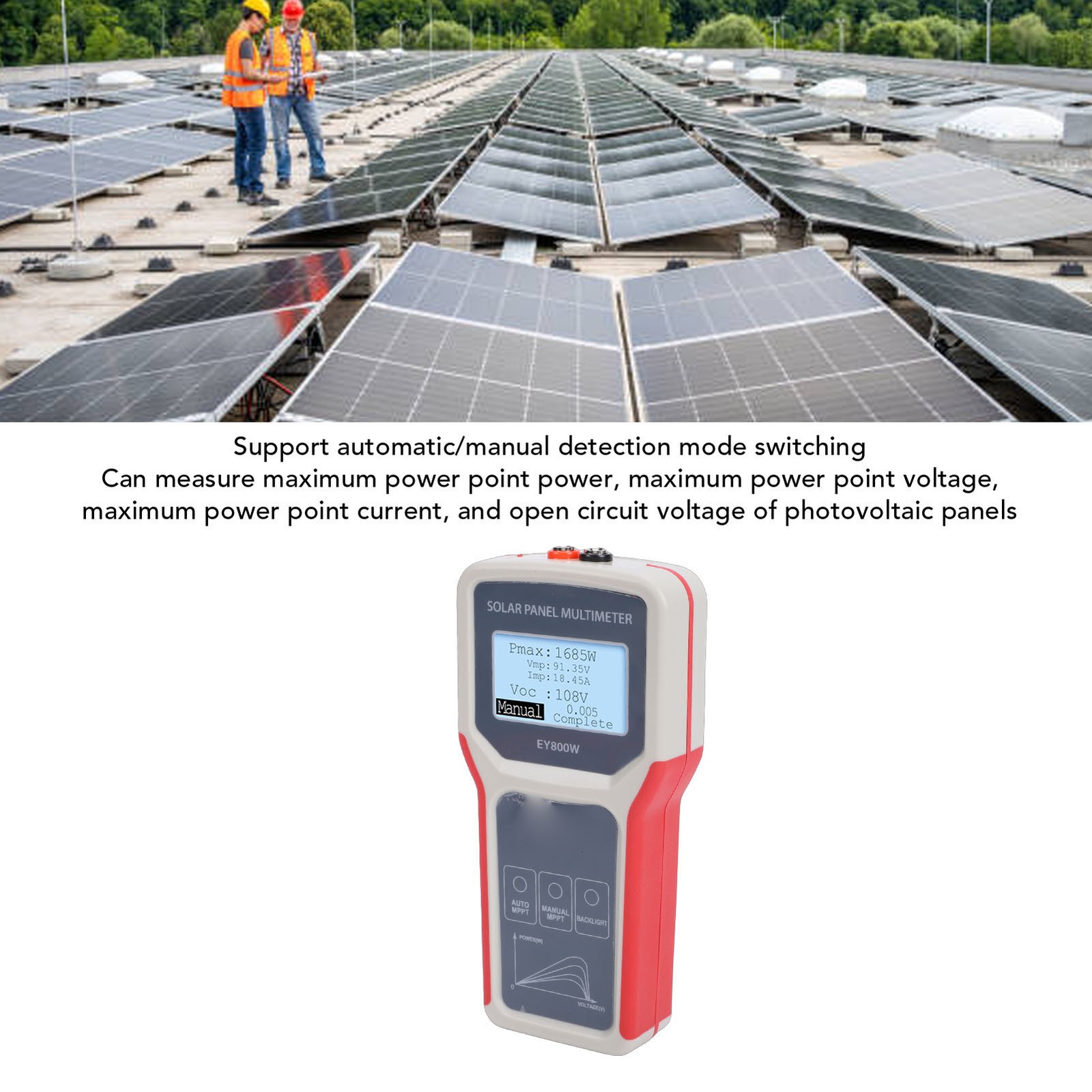 1-Solar Panel Tester LCD Display For Solar System Use 800W 12V-60V Multimeter