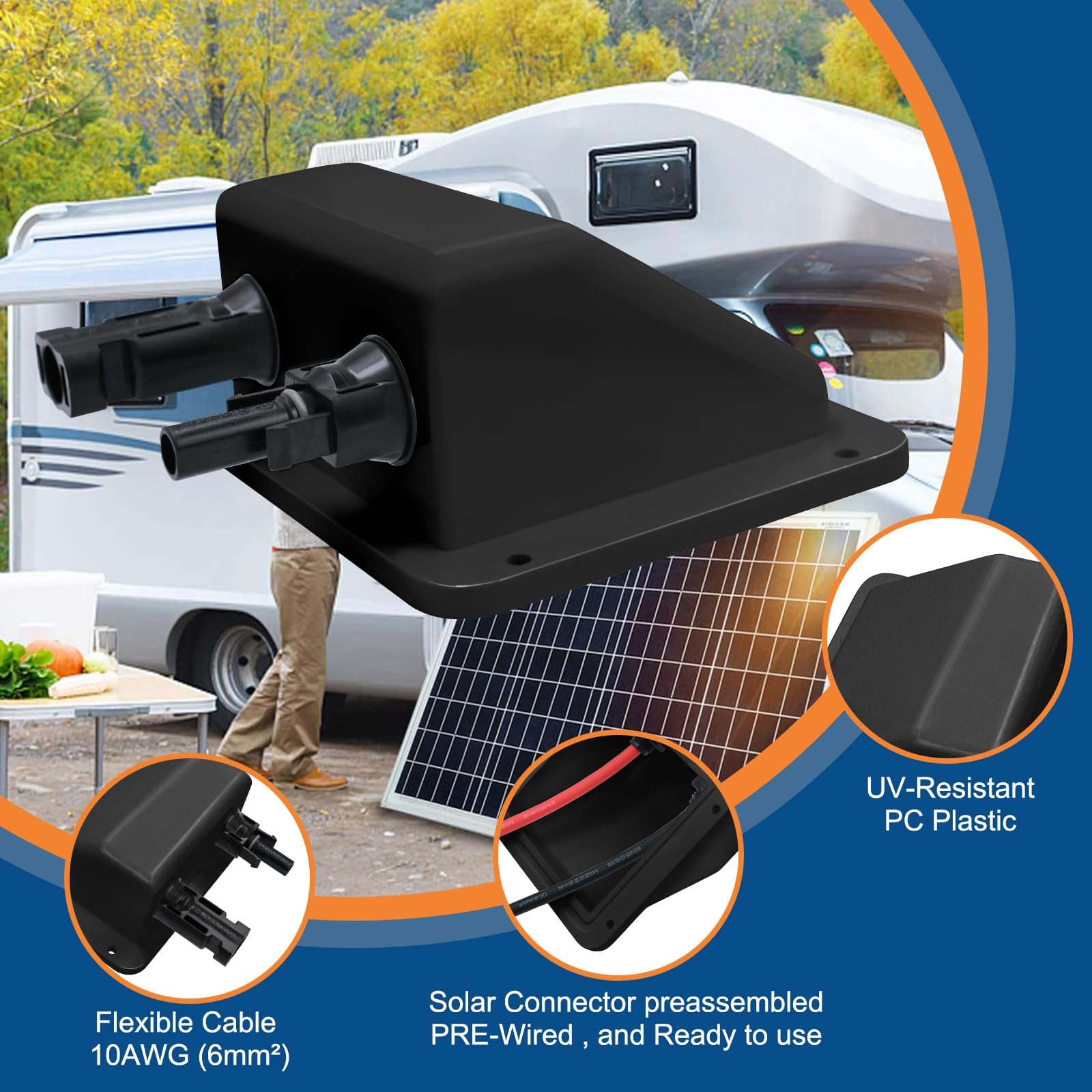 Solar Cable Entry Gland0.33ft 10awg Soft Solar Extension Cable And Connector Uv