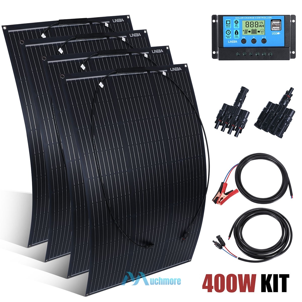 Upgraded Flexible 400W Watt Mono Solar Panel 18V Battery Charger with Controller