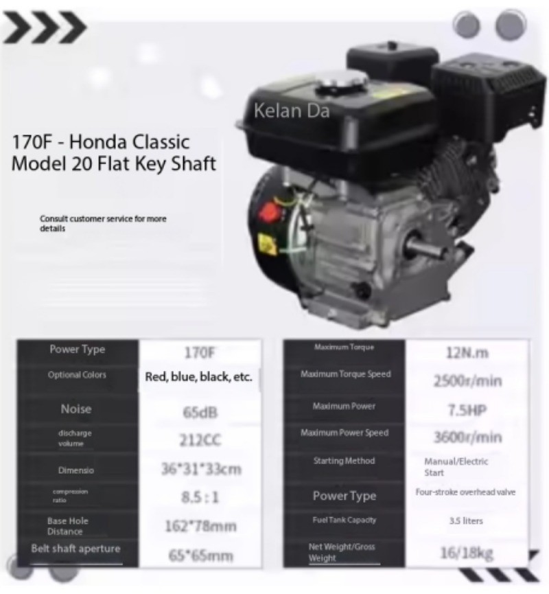 Small Engine 170F Gasoline-Powered Thresher Water Pump Grain Thresher
