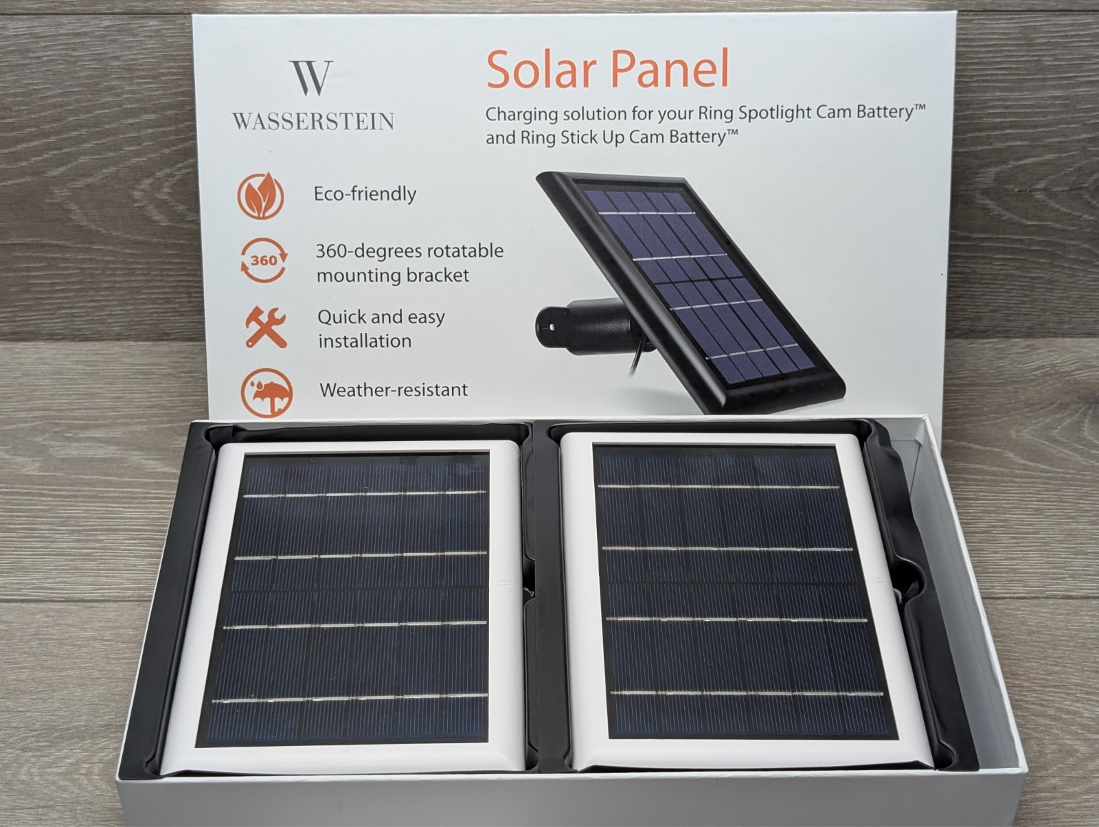 Wasserstein Solar Panel 2-Pack Ring Spotlight/Stick Up Cam Battery White