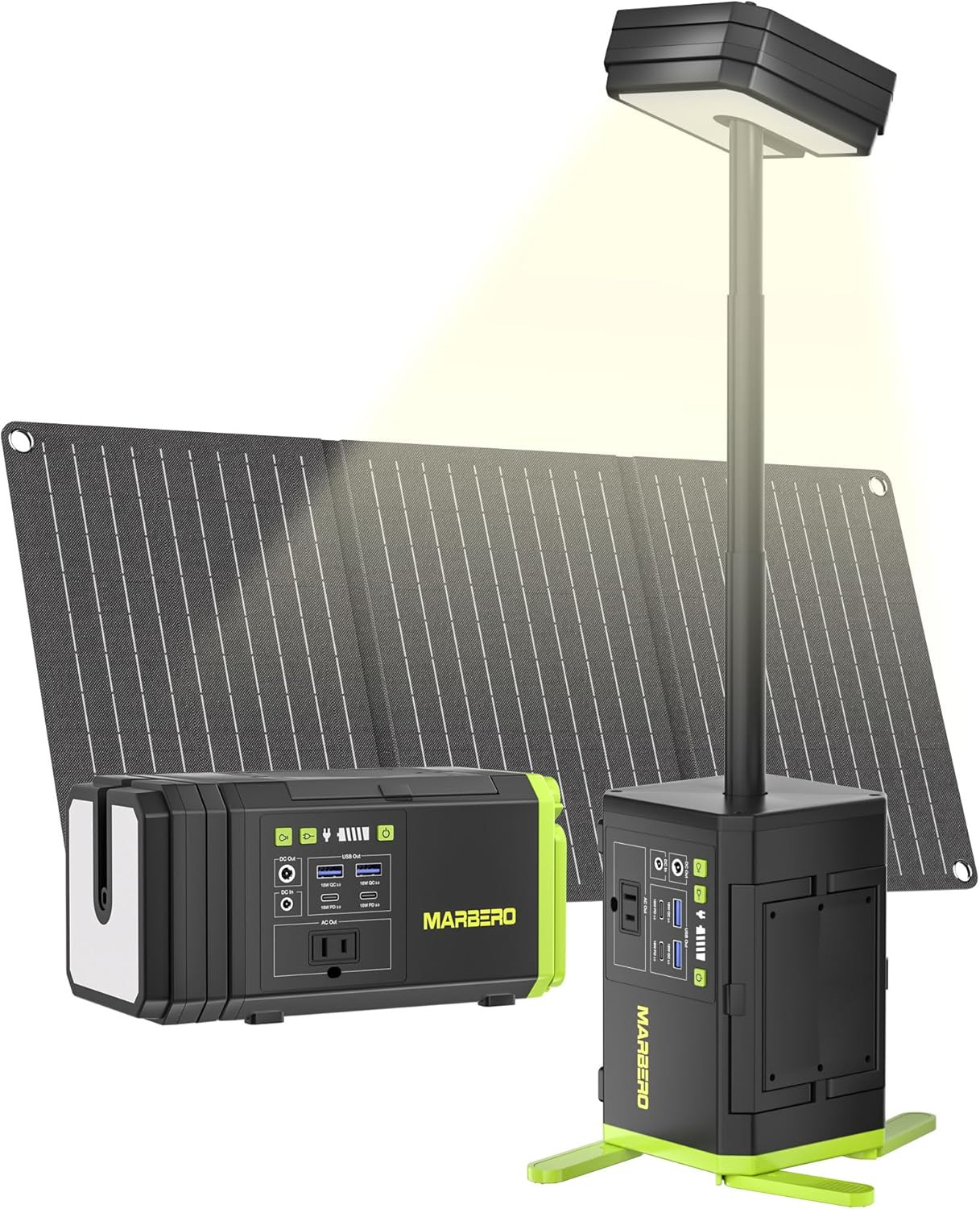 118Wh Solar Generator with Telescopic Camping Lights 32000Mah 160W Max Portable