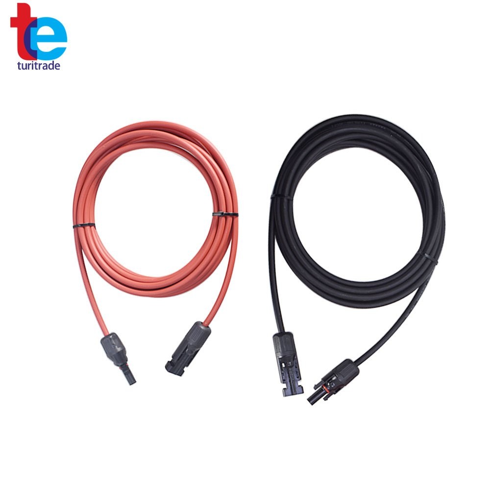 1 Pair 12AWG 15ft Solar Panel Extension Cable Wire Connector Black+Red
