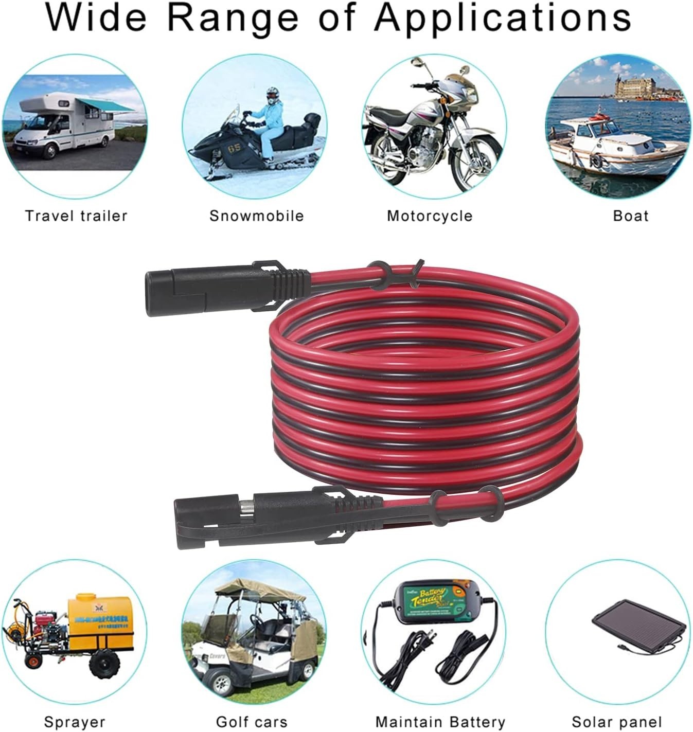 SAE 16AWG 12FT Heavy Duty Extension Cord for Reliable Solar Charging Solutions