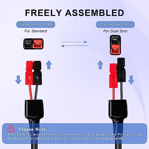 O Ring Terminal to Battery Connector Cable, 12AWG 45A Connector and
