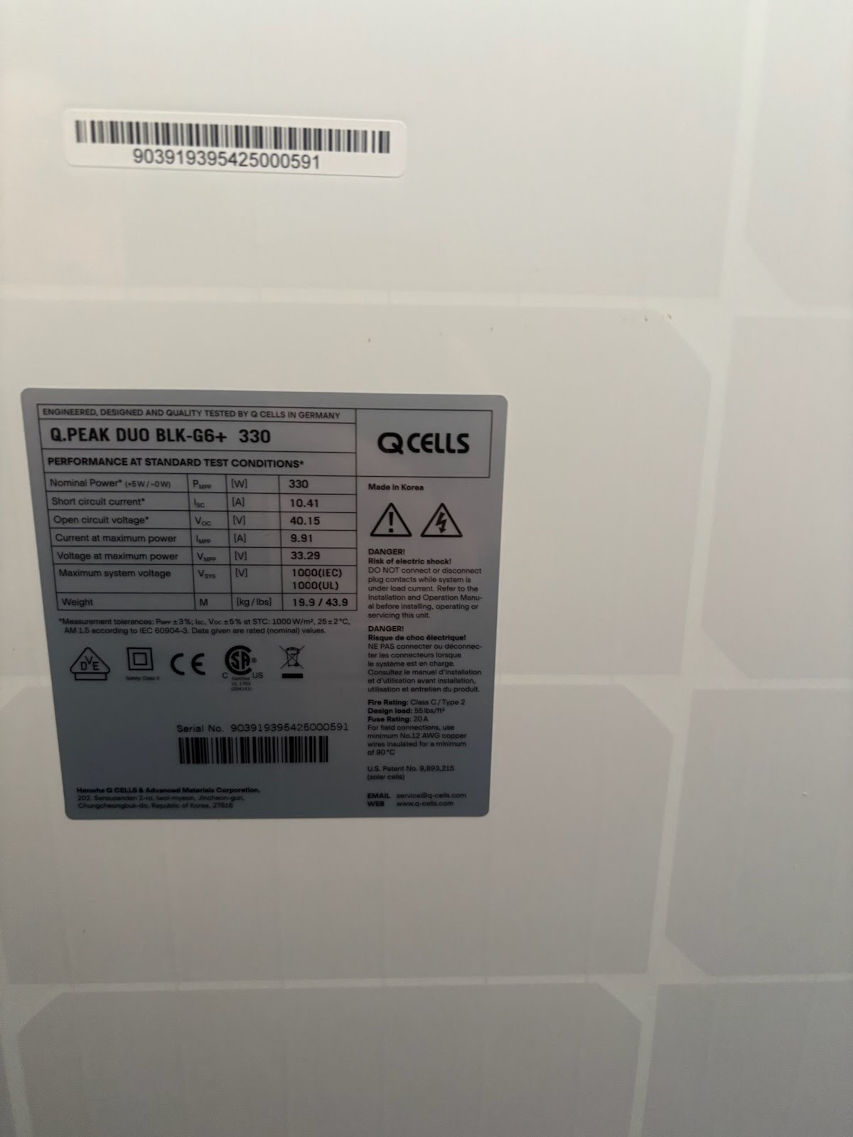 330W QCELLS Q.PEAK DUO BLK-G6 330 NEW Solar Modules, panels