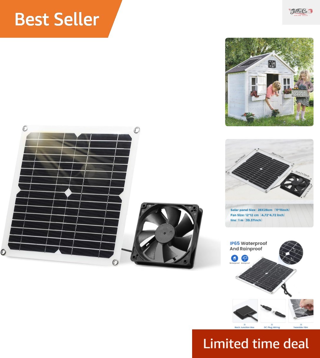 Eco-Friendly 12W Solar Panel Fan Kit for Livestock and Garden Ventilation