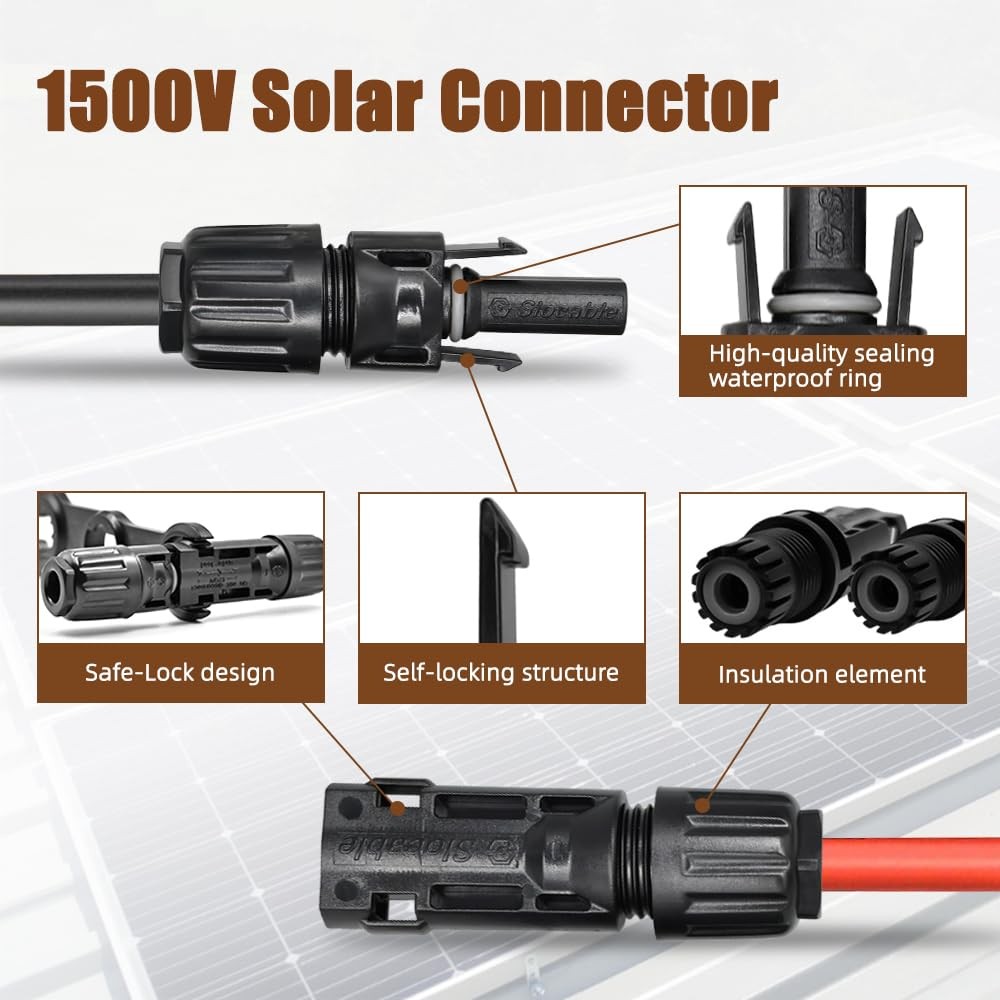 8AWG Solar Panel Extension Cable 30FT, 1500V 70A Solar Wire with IP68 Male an…