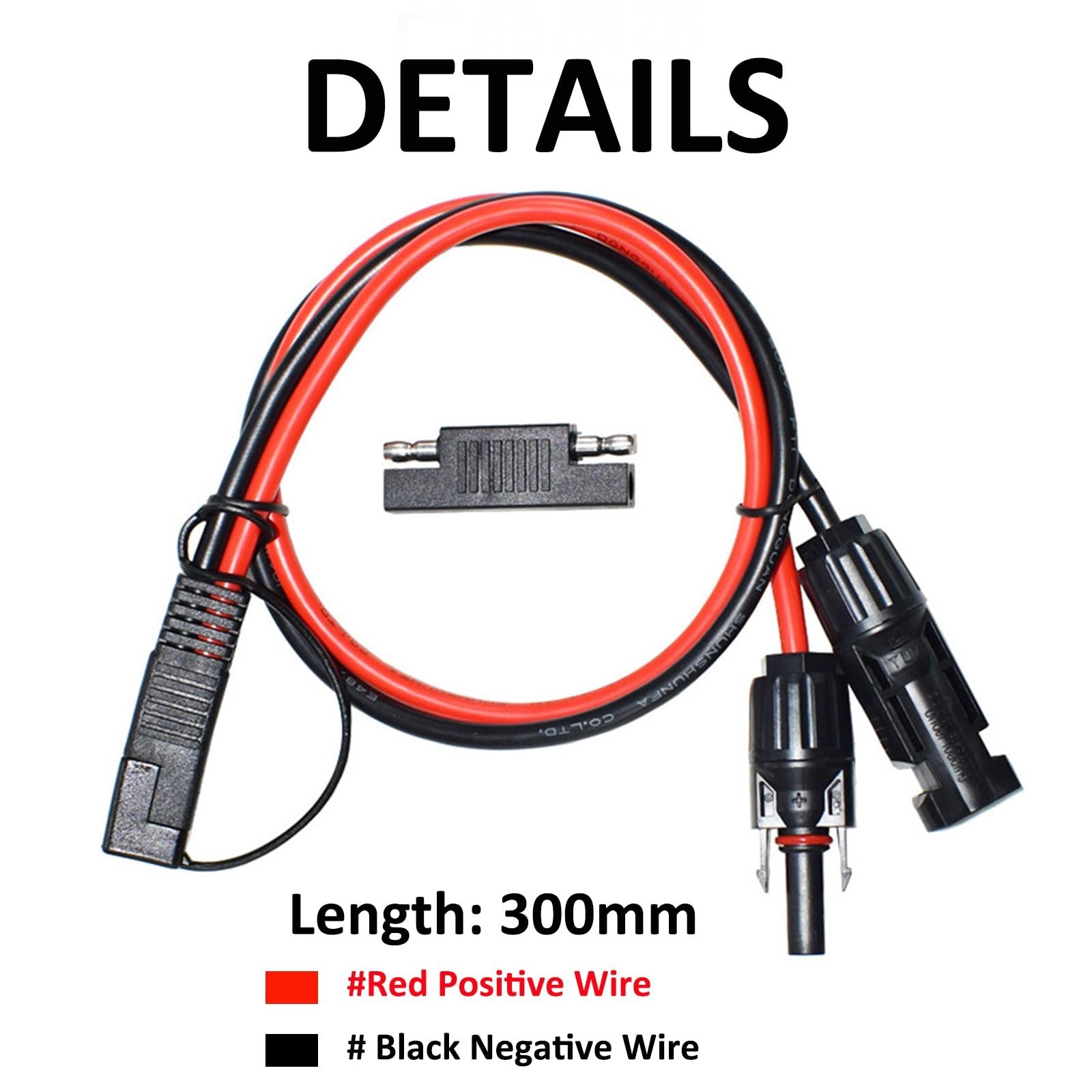2PCS 1FT 10AWG MC4 to SAE Adapter Cable – Solar Panel Extension, Polarity Revers