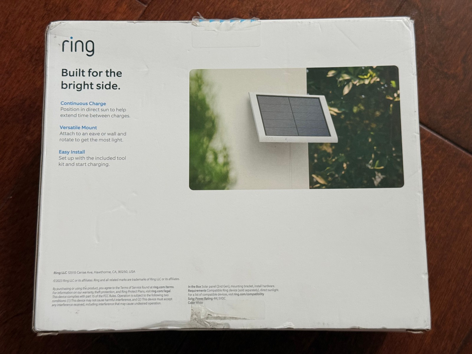 Ring Generation Solar Panel for Select Ring Security Cameras – White