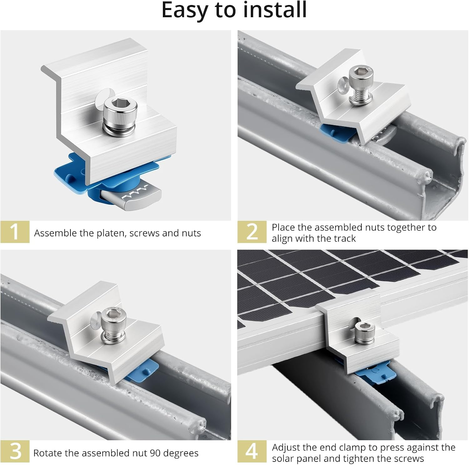 10Pcs Solar Panel End Clamp for Standard Unistrut, Aluminum 30Mm/35Mm Solar Pane