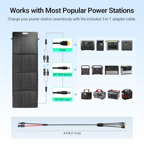 Ultra-Light Portable Solar Panel for Power Station & Solar Generator, 25% 200W