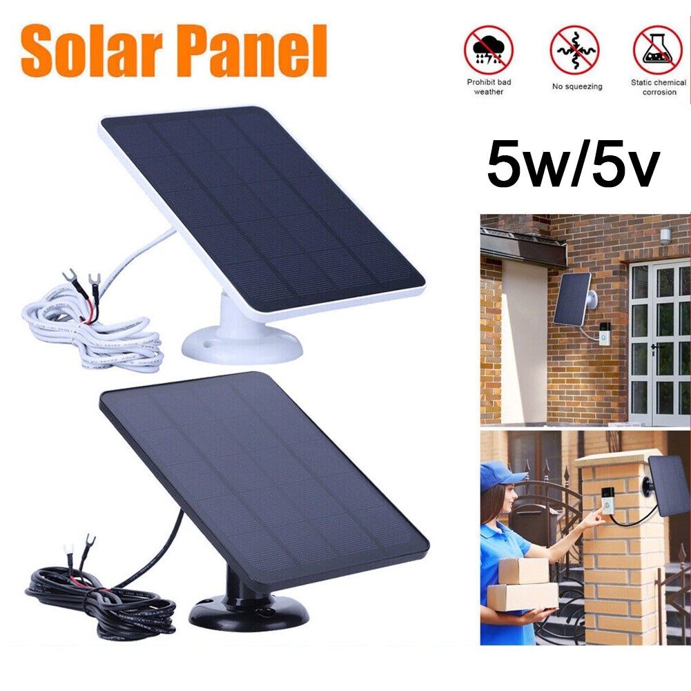 5W Solar Panel Charger For-Ring Video Doorbell 4/3/2 Solar Charger W/Power Cable