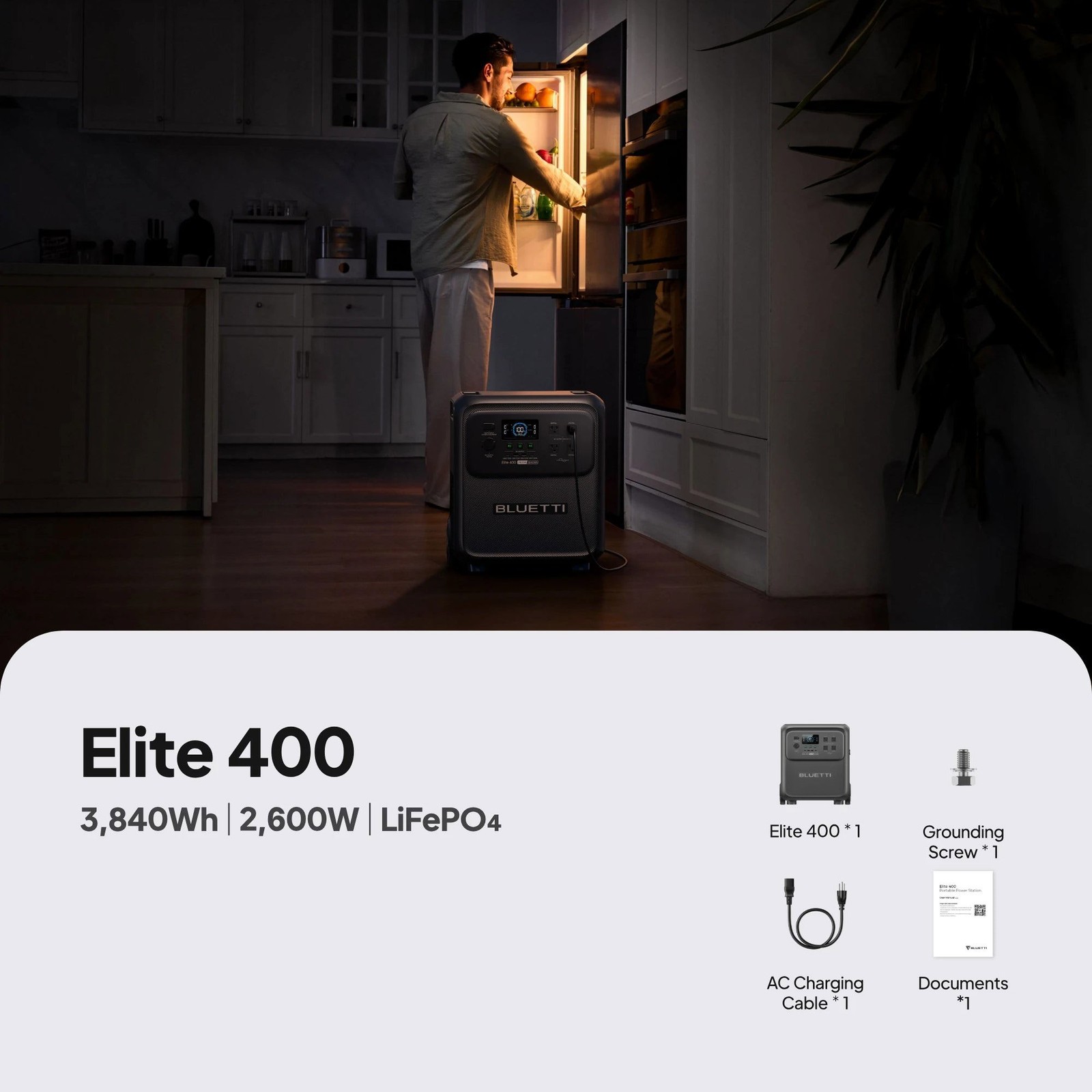 BLUETTI Elite 400 3840Wh 2600W Portable Power Station for Outdoor Camping Renew