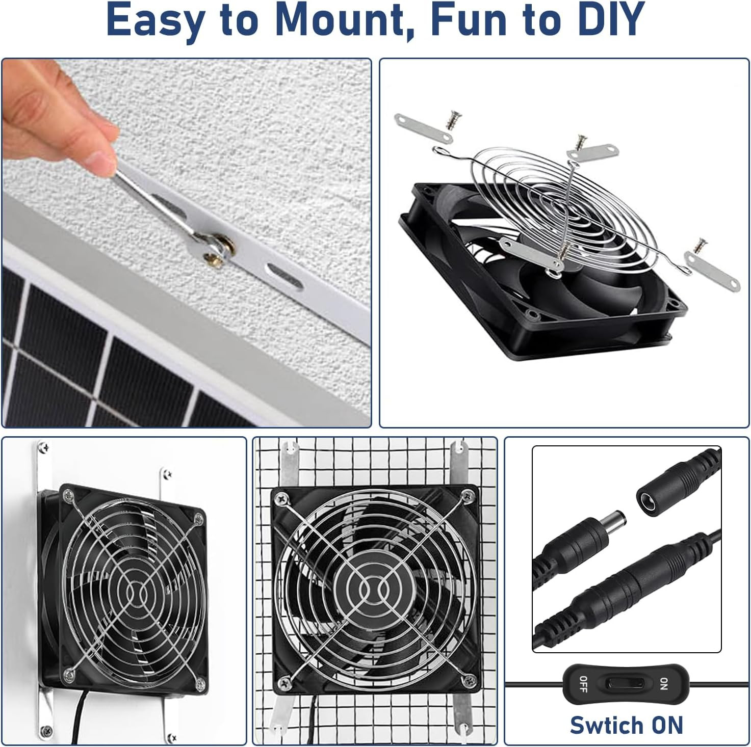 Solar Powered Fan Kit 17.72 Inch IPX7 Weatherproof, 22W Solar Panel with 2 Water