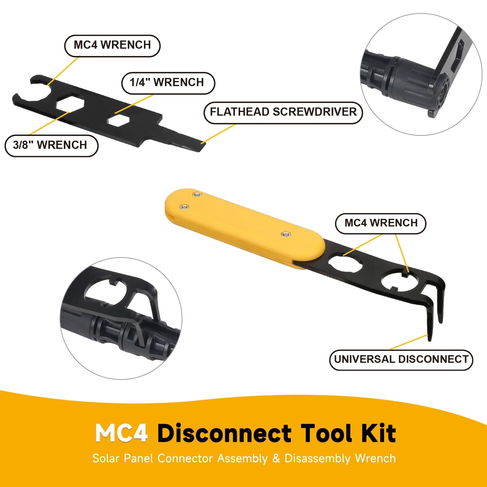 MC4 Disconnect Tool Universal Metal 6-in-1 Wrench for Assembly and Disassembly
