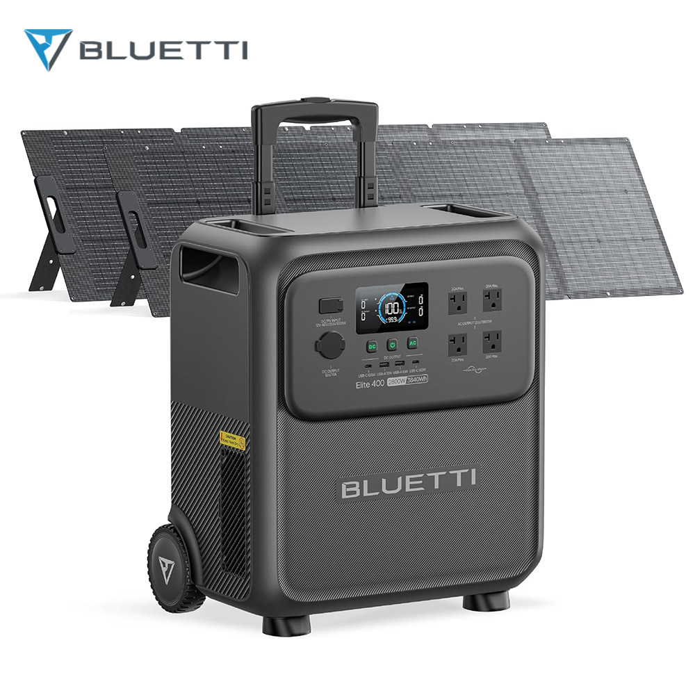 BLUETTI Elite 400 3840Wh Solar Generator+200W/350W Solar Panels Kit for Backup