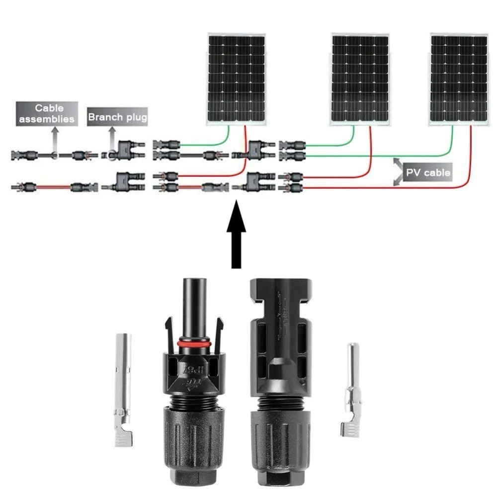 10 Pairs Solar Panel Connectors MC4 Male Female 30A Plug + 2 Spanners Kit