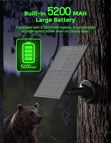 Solar Panel for Trail Camera 6V/1.5A, 5200mAh Battery Charger, IP66 Waterproof
