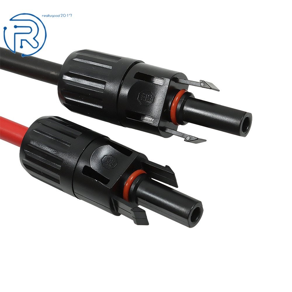 1 Pair Black + Red Solar Panel Extension Cable Wire Connector 12/10 AWG