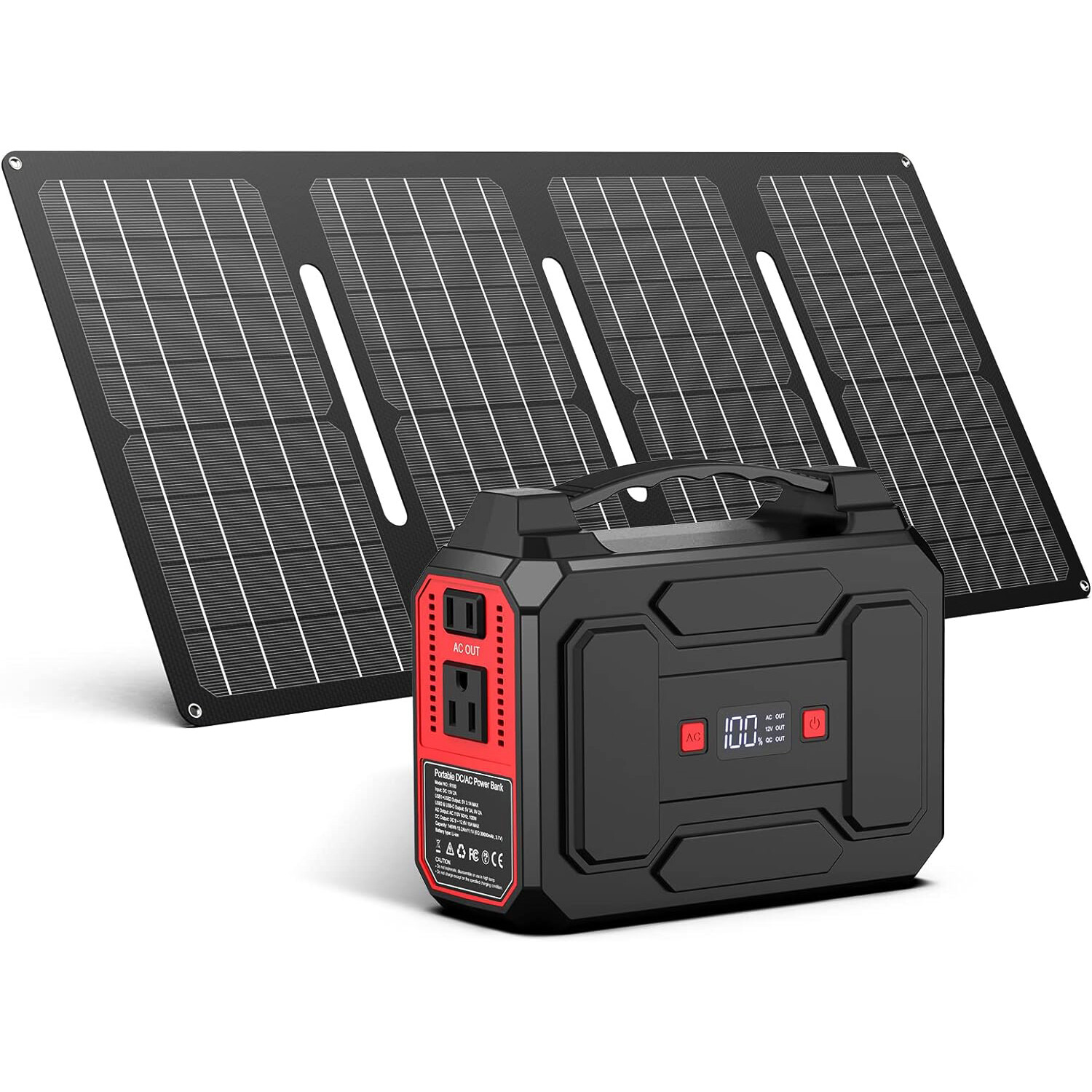100W Portable Power Station Solar Generator & 40W Solar Panel for Camping Trip