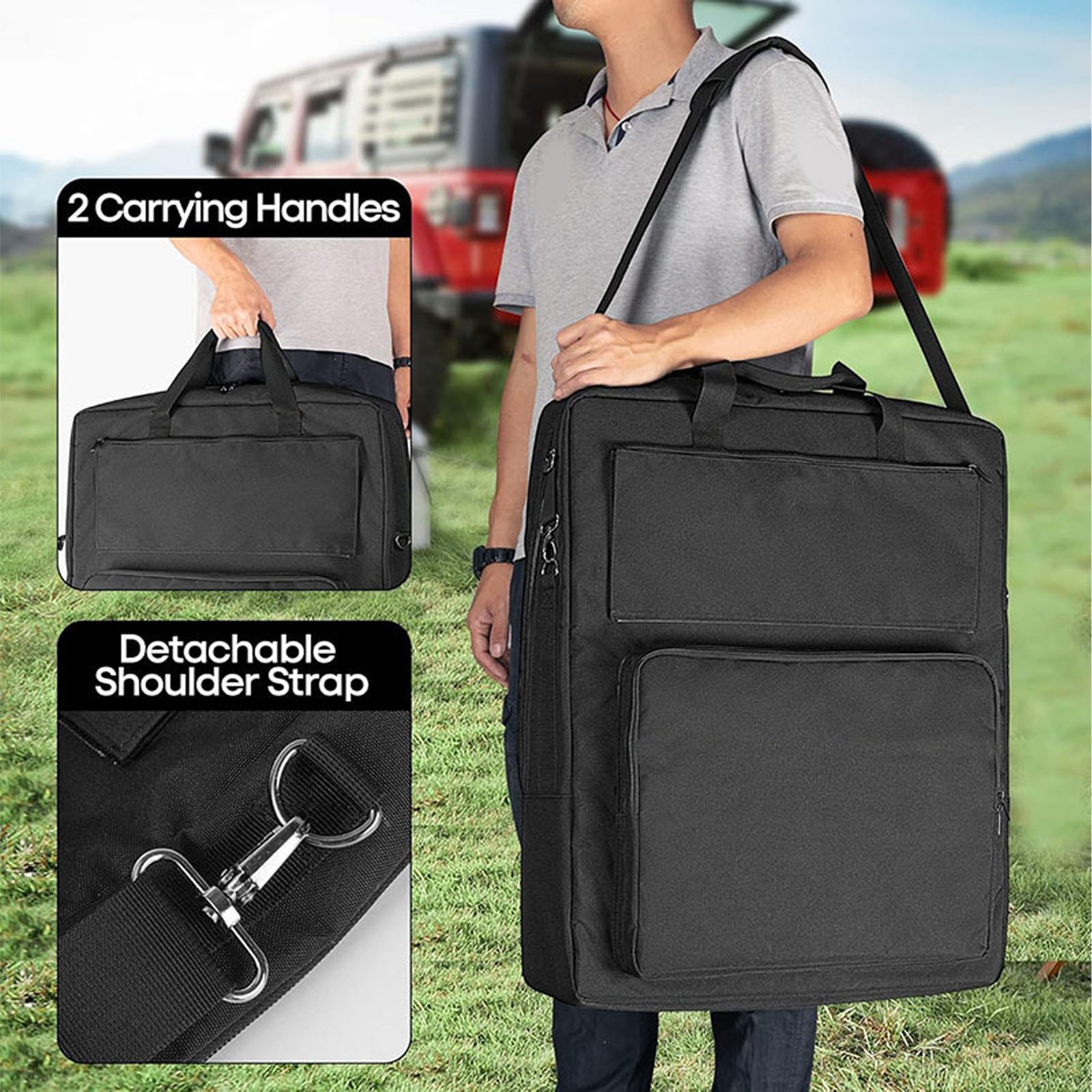 Solar Panel Storage Bag Double Layer Folding Travel Solar Panel Carrying Case