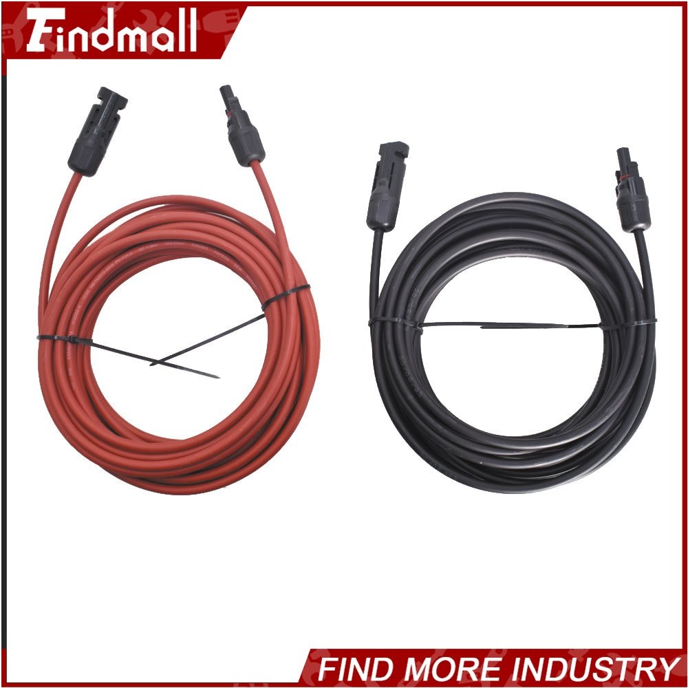 Findmall 10AWG Black + Red 30FT Solar Panel Extension Cable Wire Connector