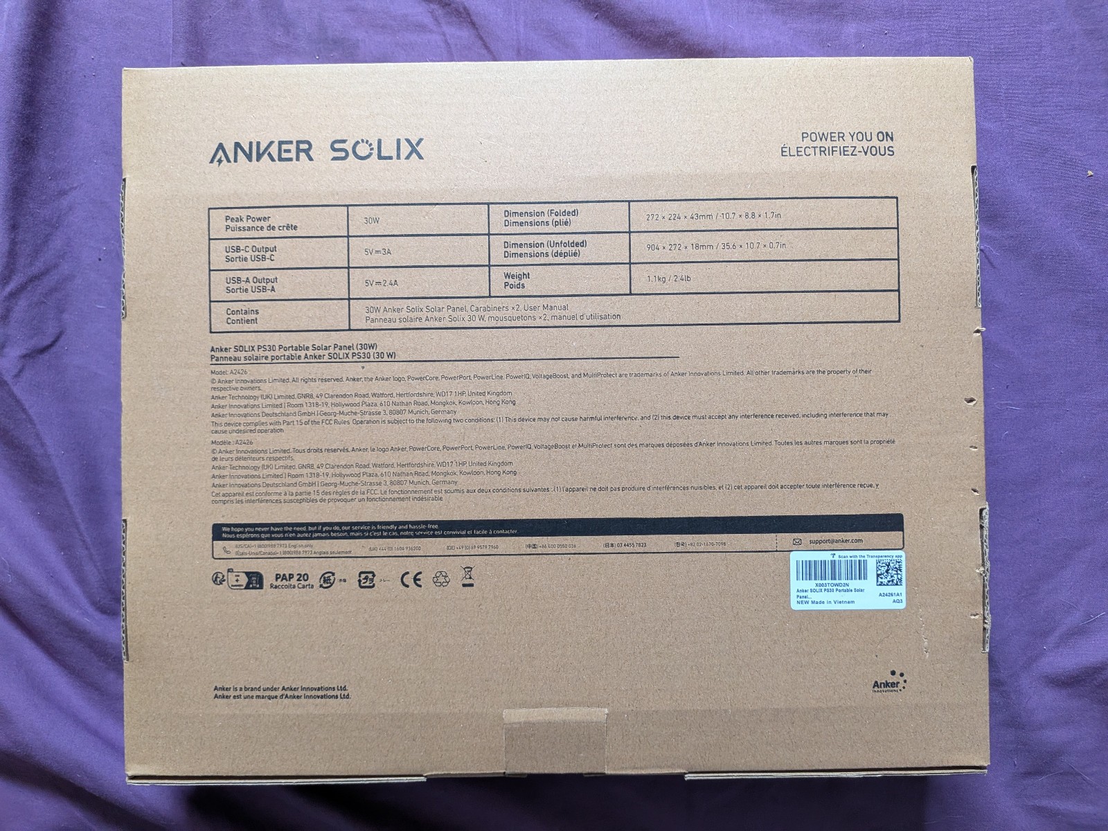 Anker Solix PS30 Solar Panel, 30W Foldable Portable Solar Charger