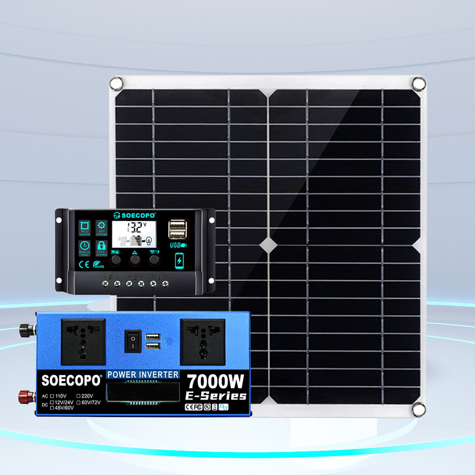 7000W Complete Solar Panel Kits Solar Power Generator 100A Home 110V/220V SystXr
