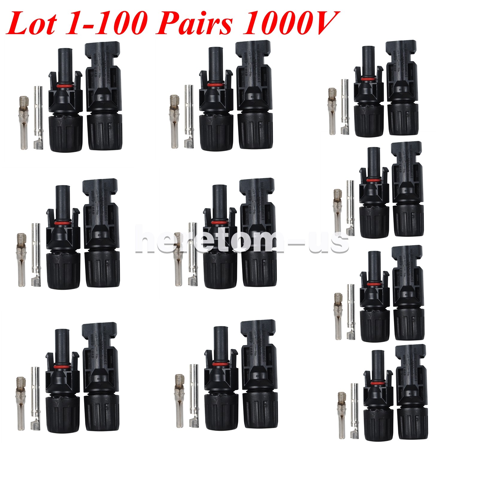 Lot 1-100Pair Solar Connector For MC4 1000V /1500V 30A Male Female Connector