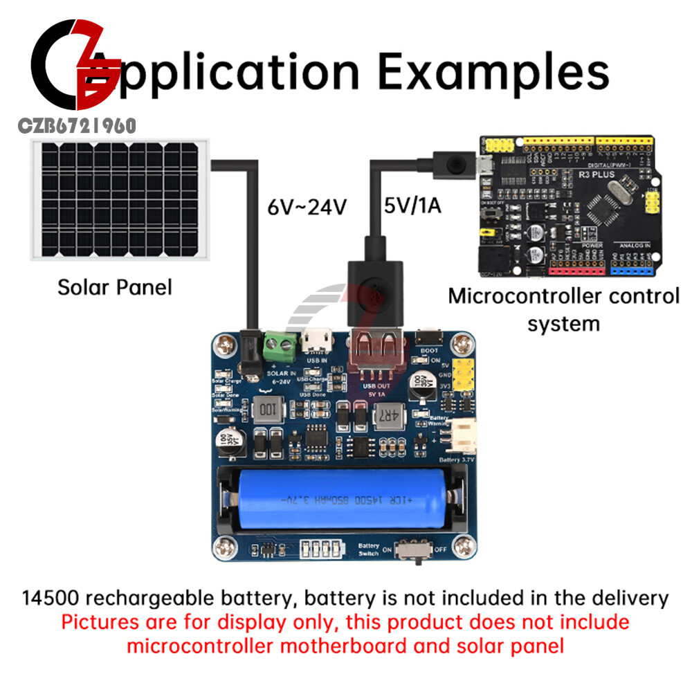 Power Manager Module for 6V~24V Solar Panel Support MPPT USB Battery Charging