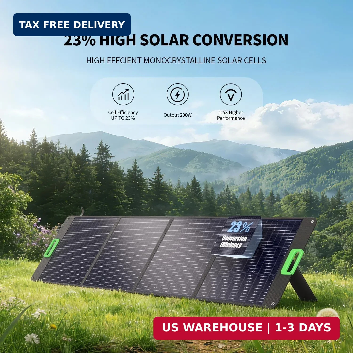 200W High Efficiency ETFE Foldable Solar Panel for Portable Power Station, IP65