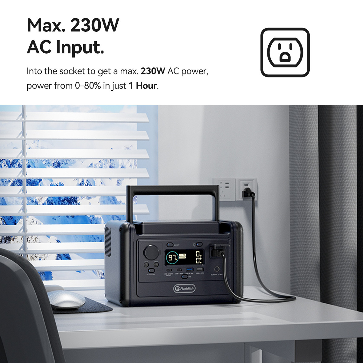 Flashfish 230Wh T300PRO Portable Power Station 300W Solar Generator LFP Battery