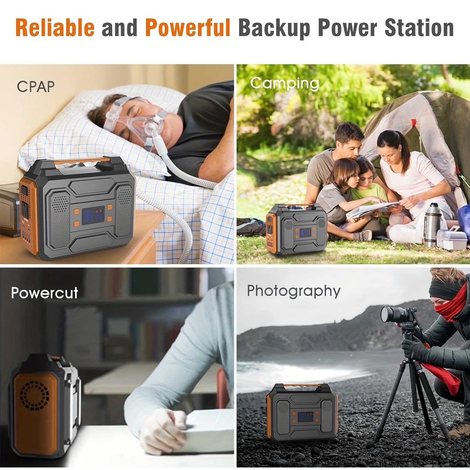300W/100W Portable Power Station Solar Generator w/ AC DC USB LED for Camping RV