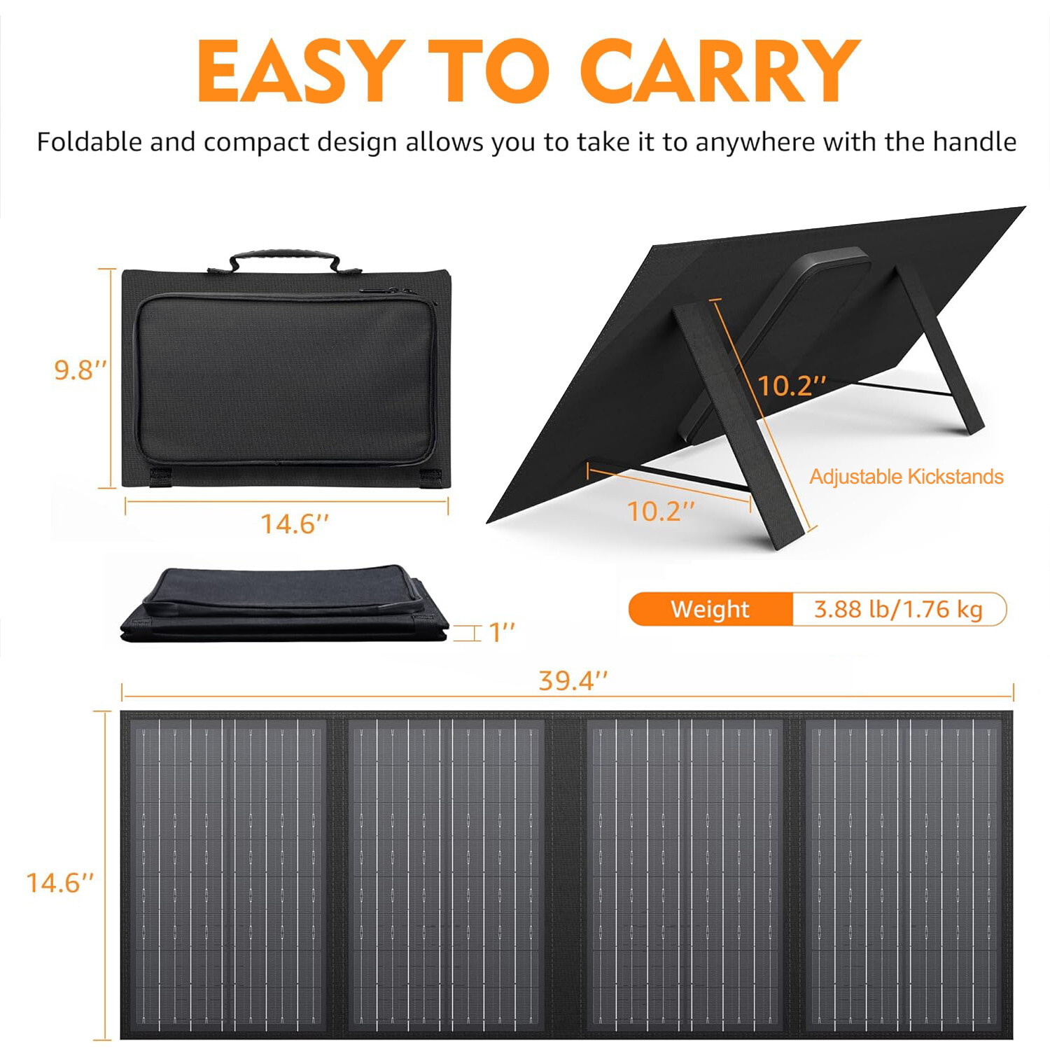 60W Foldable Portable Solar Panel For Power Station Phone Camping Trip Charging