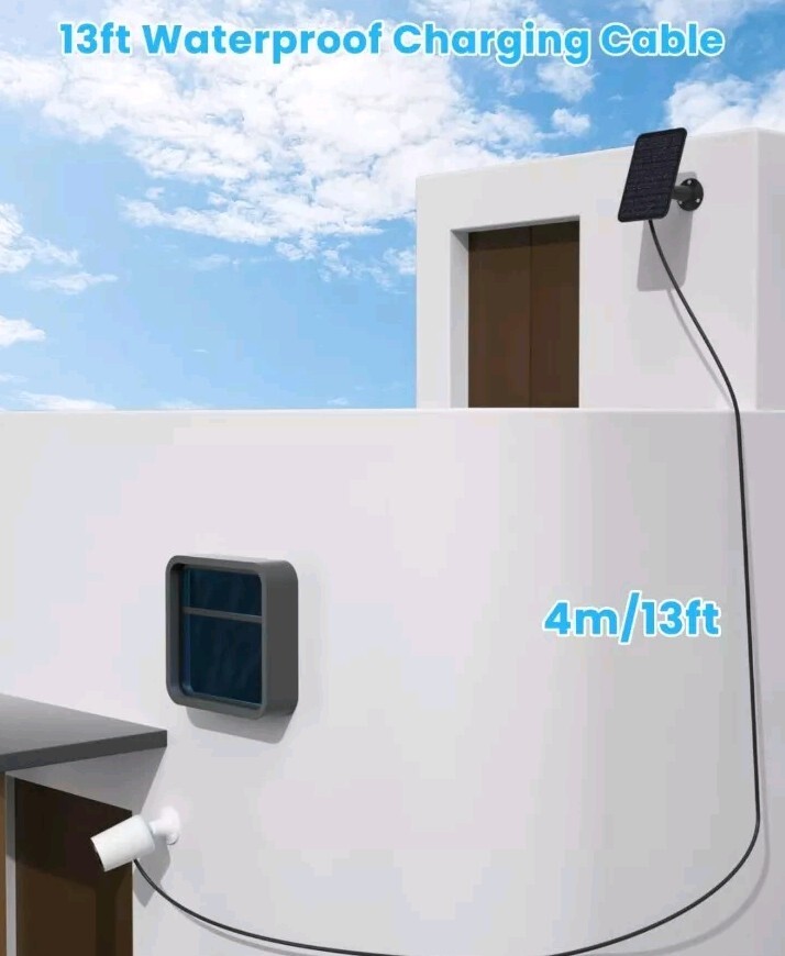 2 Pack Solar Panel for Security Camera, 5W USB Solar Panel for Micro USB USB-C