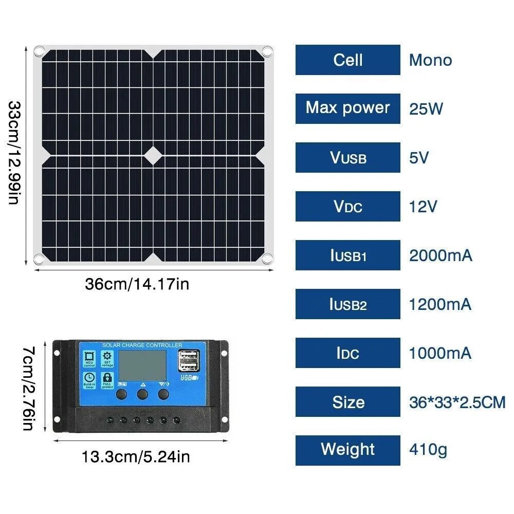200 Watts Solar Panel Kit 12V 100A Battery Charger with Controller Caravan Boat